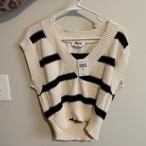 Double Zero Black and Cream V-Neck Sweater Vest